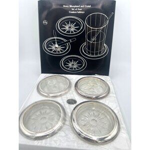 Ashtray‎ Coaster MCM Godinger Silver Art Co #1578 Silverplated Crystal 8 Piece